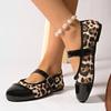 Smile Circle Samt Mary Jane Ballerinas Damen Schuhe Leopardenmuster Bequem Weich Runde Zehenpartie Flache Schuhe für Damen