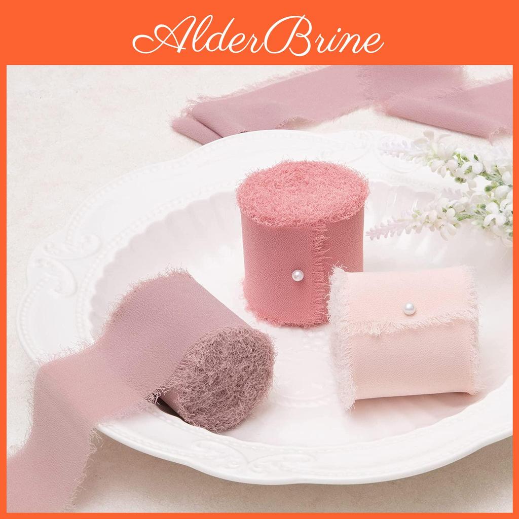 5mroll Ribbon Silk Frayed Edged Wrinkle Chiffon Handmade Ripped Wedding Party Flower Bouquet Gift Packing Decorations Diy Craft
