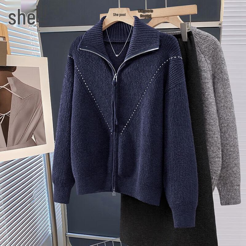 

Женский вязаный кардиган на молнии с двусторонней застежкой One Size