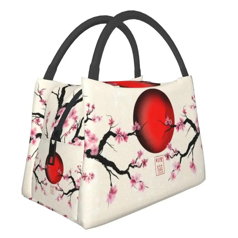 Cherry Blossom Insulated Lunch Tote Bag for Women Sakura Cherry Blossom Cherry Portable Thermal Cooler Food Lunch Box Travel