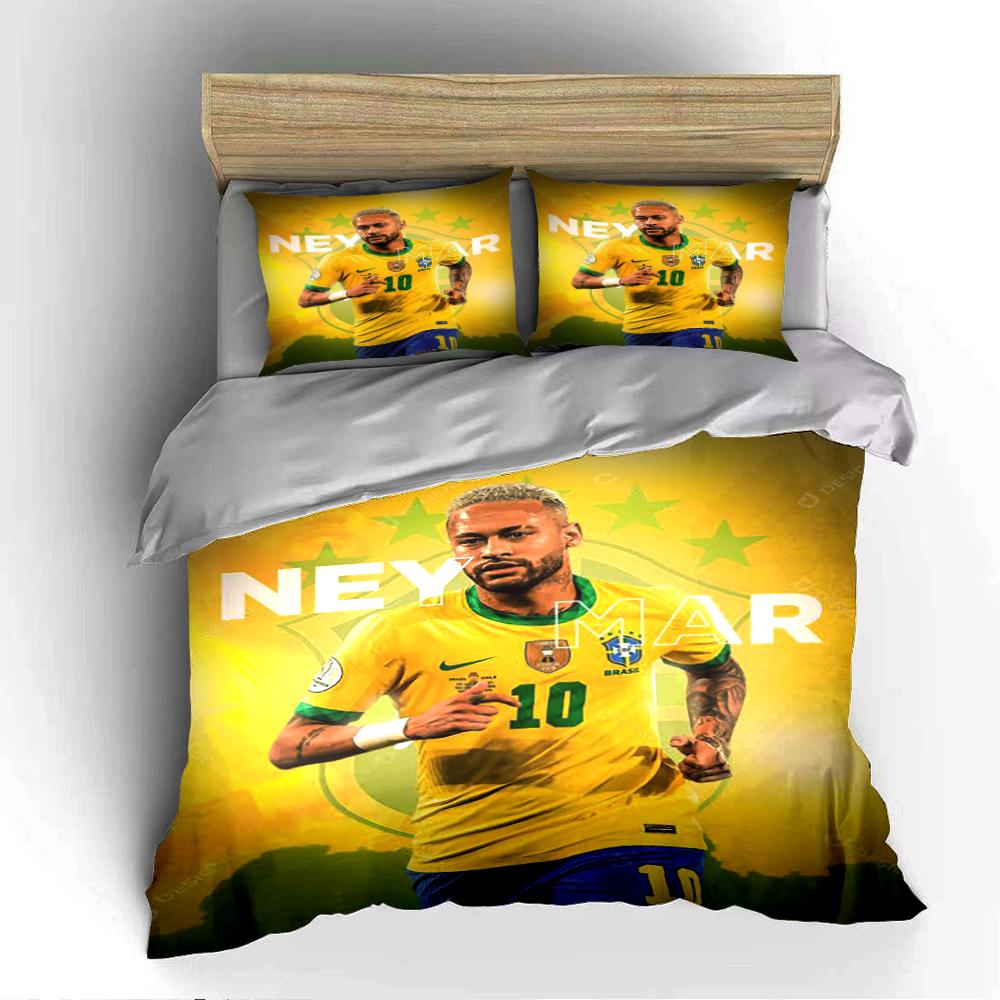 Fußballspieler Bettwäsche Set Bettwäsche Bettbezug Set Bettbezug Kissenbezüge Heimdeko (1 * Bettbezug 2 * Kissenbezüge, ohne Bettdecke)