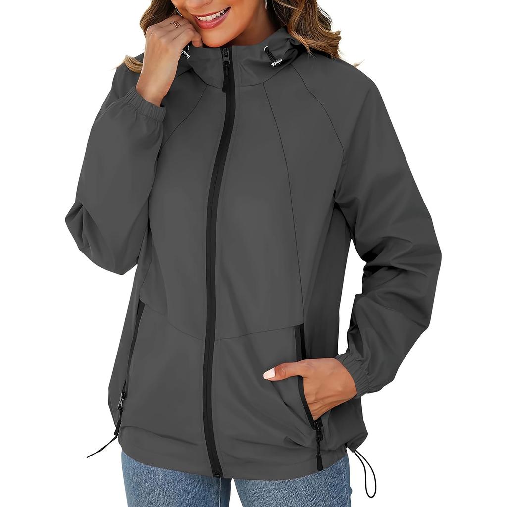 Popular windbreaker zipper hooded lightweight outdoor windproof jacket thin outdoor jacket women