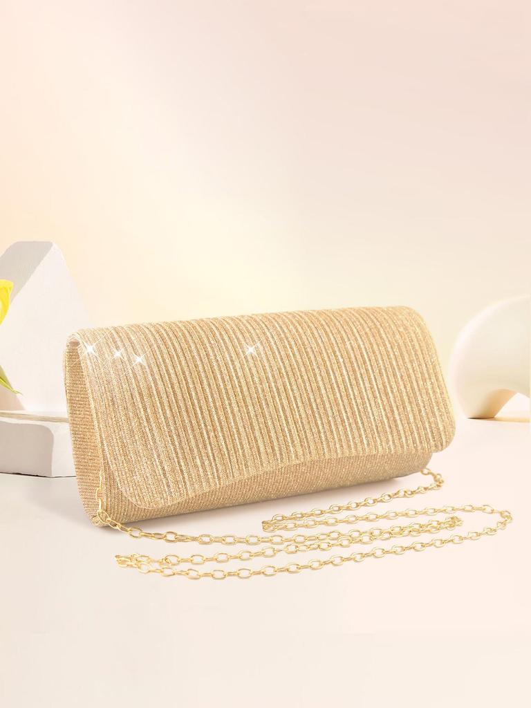 New Style Women's Shiny Pleated Crossbody Clutch - Perfect for Weddings, Cocktails, and Evening Events