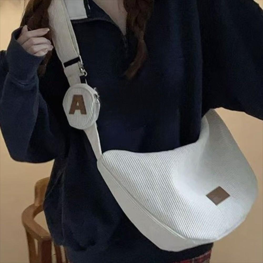 Versatile Corduroy Shoulder Bag Large Capacity Leisure Armpit Bag Women Crossbody Bag Streetwear