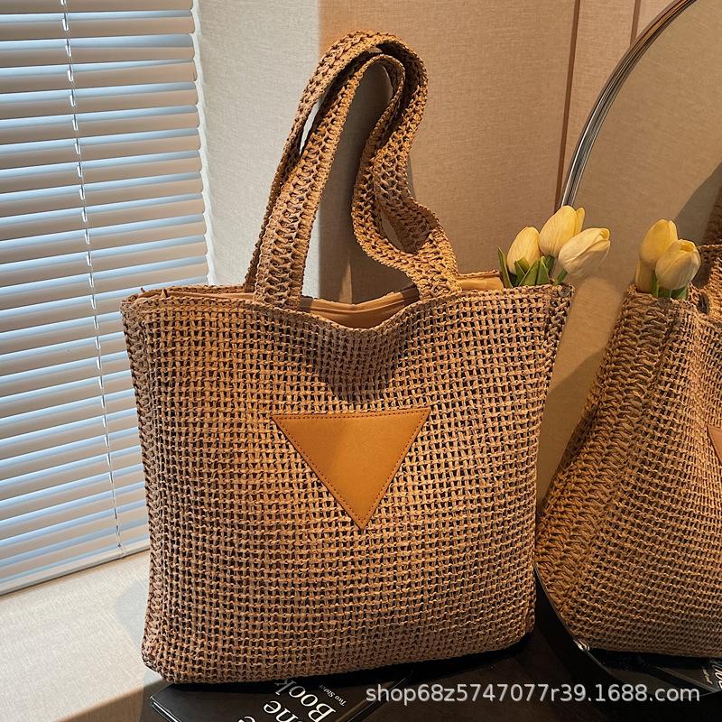 Korean Version of Large-capacity Woven Bag Women's 2025 Summer New About-zi Travel Beach Vacation Straw Bag Commuter Tote Bag