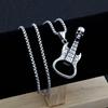 Collier pendentif guitare squelette rétro style hip hop couleur cuivre vintage décapsuleur colliers chaîne en acier inoxydable pour hommes