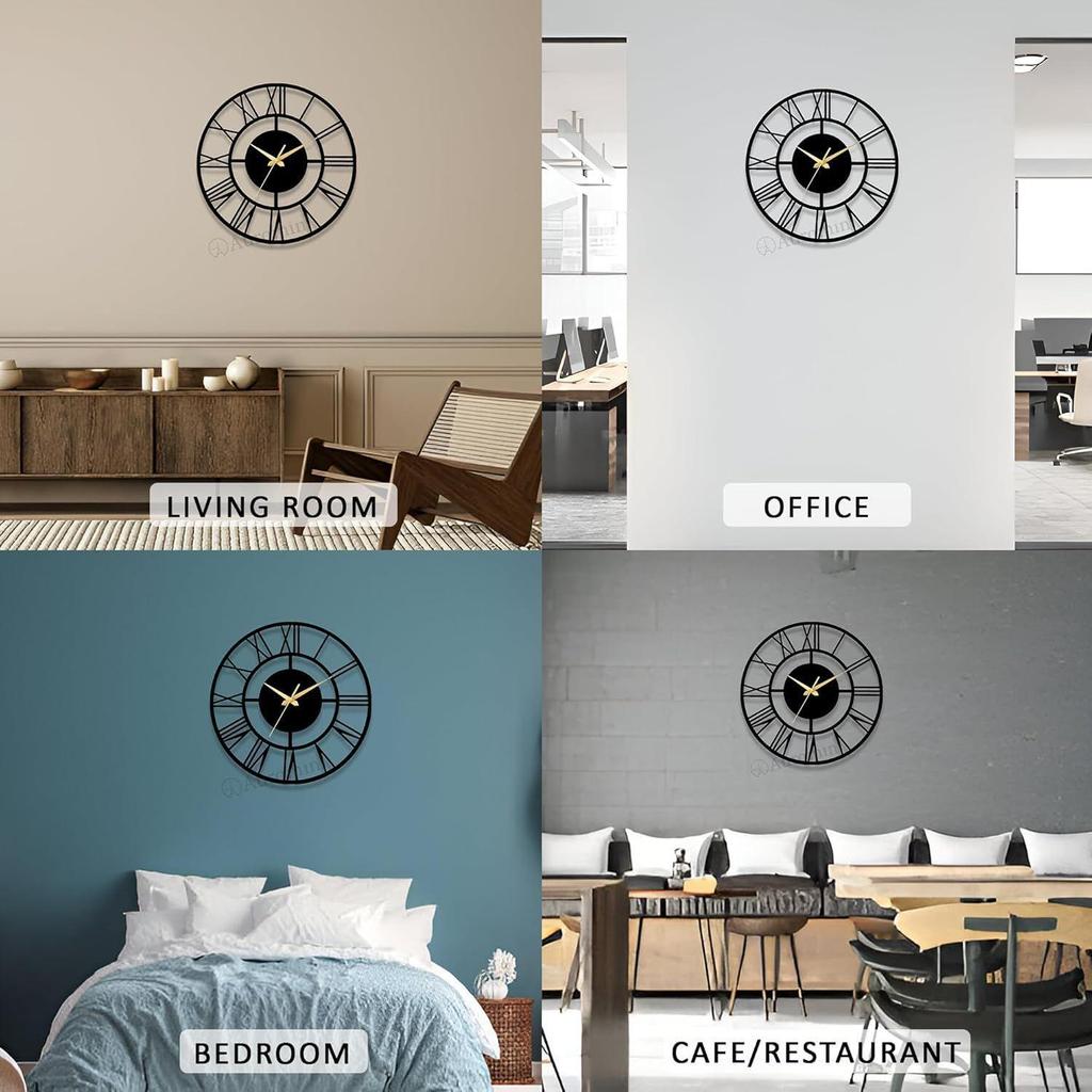 Modern Metal Wall Clock for Living Room | Antique Silent Wall Watch for Bedroom, Drawing Room, Office, Kitchen, House and Hall