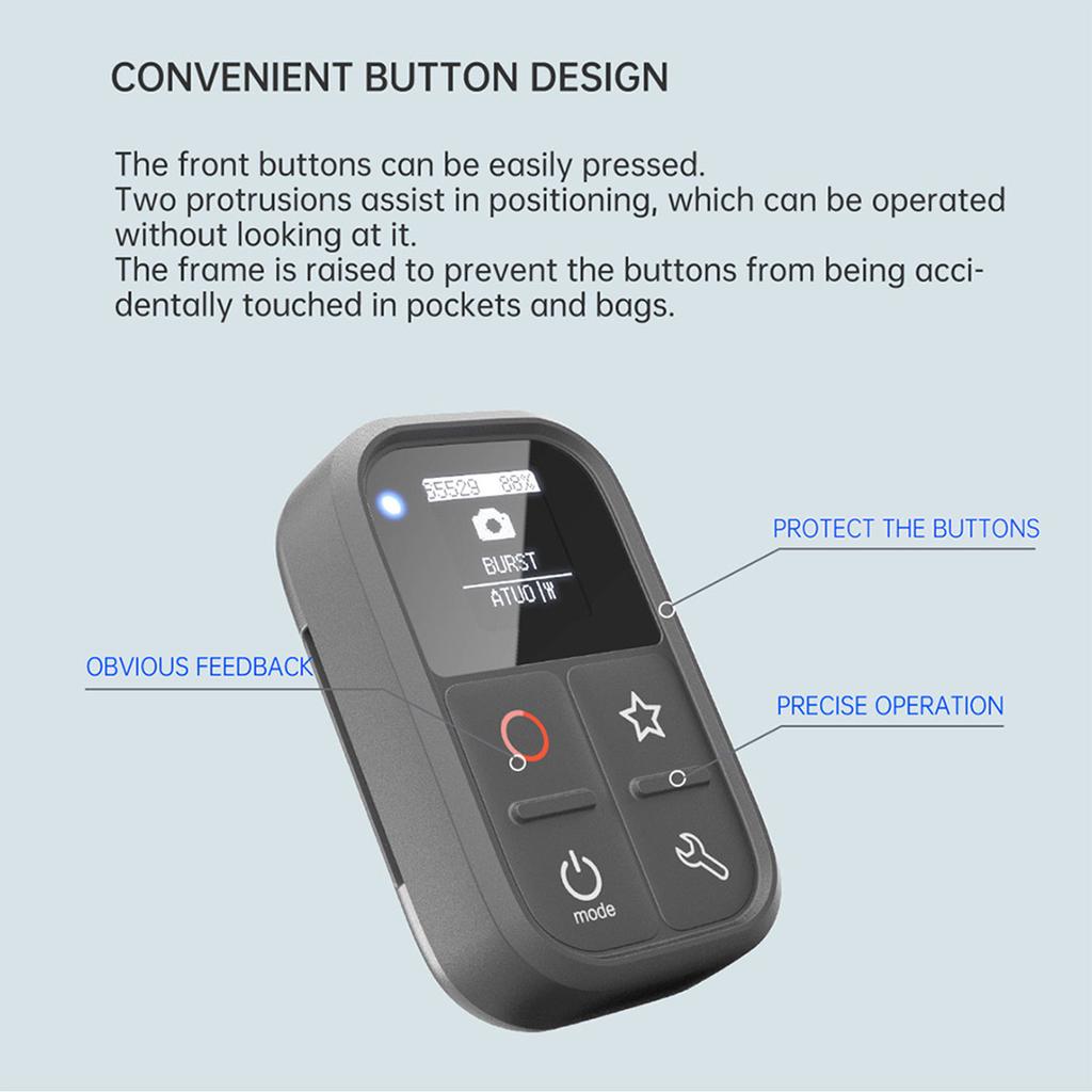 Action Camera Remote Control OLED Display 80M Control Distance Wireless Camera Remote Controller Replacement