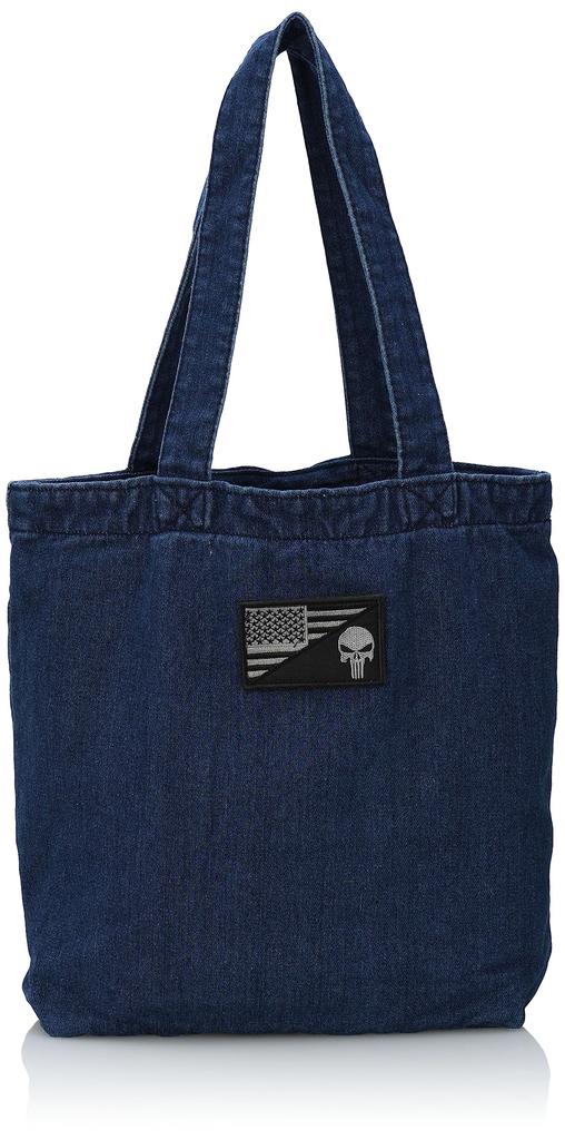 F-Style 9-Liter Bio-Wash Denim Tote Bag with Stars and Stripes Patch, Dark Navy (F-SD010768)
