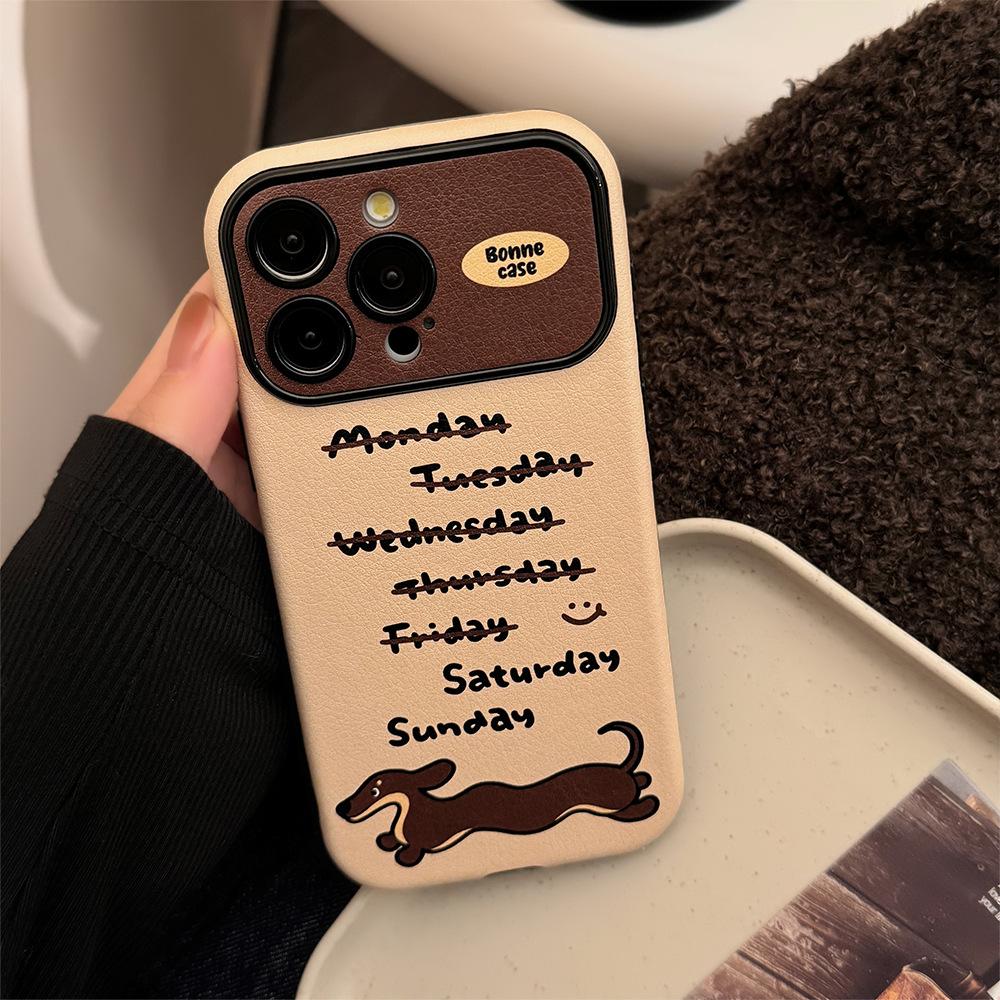 Dachshund Dog Suitable for Iphone14 Apple 15 Mobile Phone Case 16pro Max Leather 11 Trendy and Cool Personality