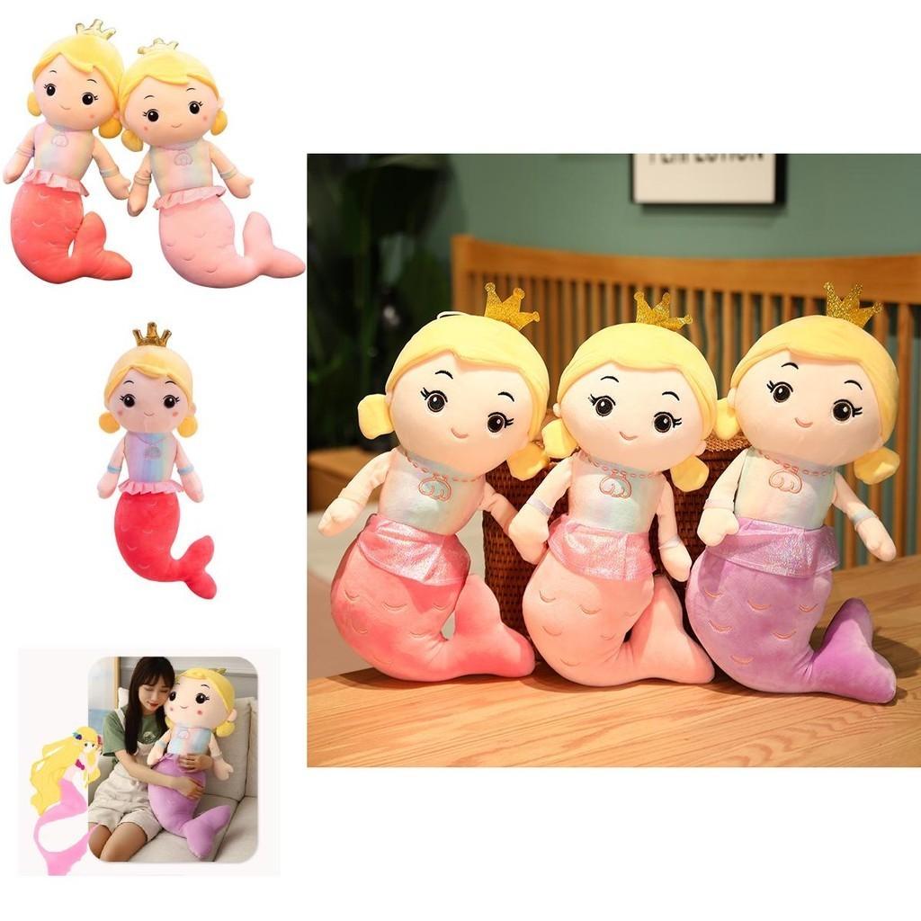 Cute Mermaid Plush Pillow Toy For Girls, Princess Bed Decor, Soft Velvet Stuffed Doll