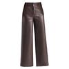 2025 Women's High-Waisted Fleece-Lined Lambskin Leather Pants - Slimming Loose Fit Straight-Leg, Ideal for Autumn and Winter