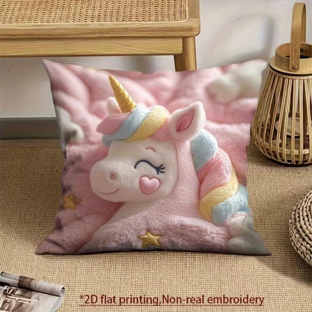 Sofa Pillow Pillowcase Skin-friendly Short Plush Cute Animal Cat Pillow Cover Living Room Cushion Cover Without Core