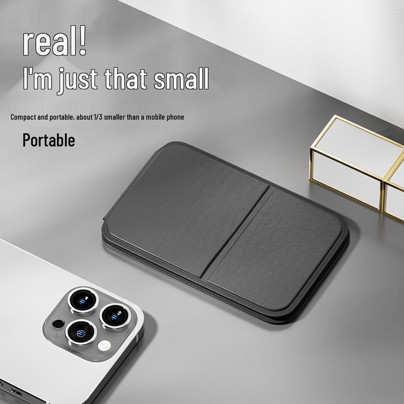 Compact Foldable PU Leather Makeup Mirror: Portable, Solid-Color, Tabletop Vanity Mirror