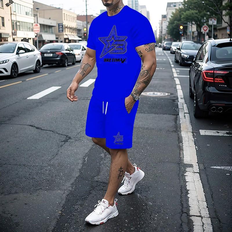 

Hot selling summer new T-shirt+shorts 2-piece set for men s casual fitness jogging sportswear hip-hop breathable short sleeved s XXL
