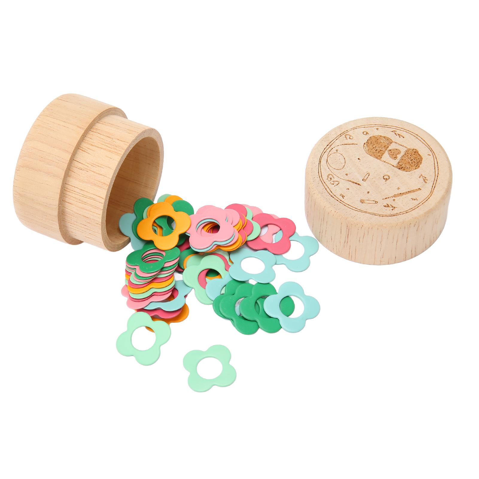 

48pcs Flower Knitting Stitch Markers Colorful DIY Cute Metal Stitch Marker Rings with Wooden Box for Jewelry Craft