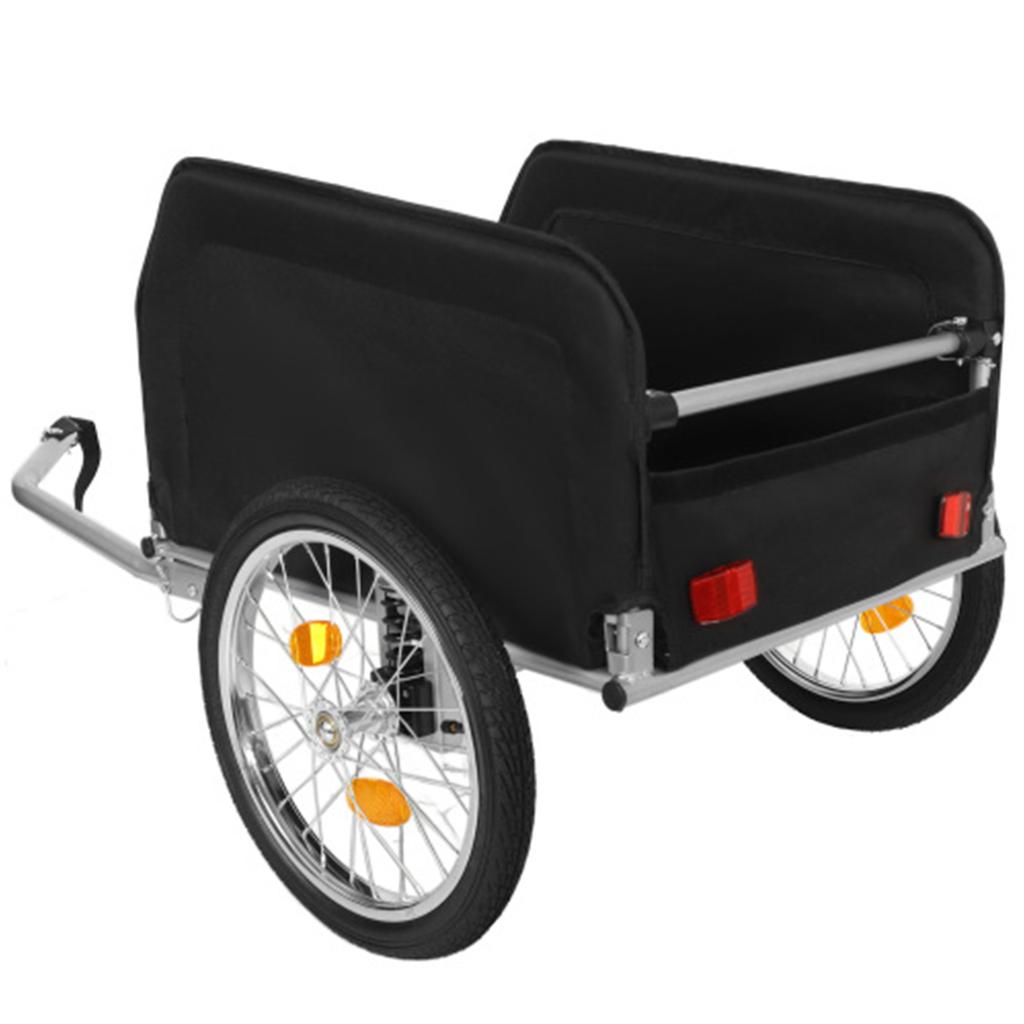 Bicycle Cargo Trailer, Removable Waterproof Cover, 40 kg Capacity, 16-Inch Off-Road Wheels, Foldable Design for Camping and Shopping – Green/Black