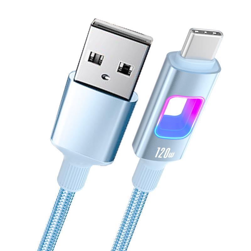 Luminous 120W Type-C Fast Charging Cable for Apple, Huawei, Vivo, Oppo, and Xiaomi.