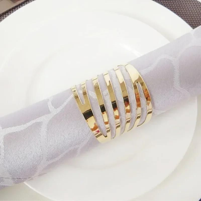 1Pc Gold Color Household Fashion Napkins Holder Wedding Napkin Rings Table Decoration Hollow Out Buckle Gold Rings Accessories