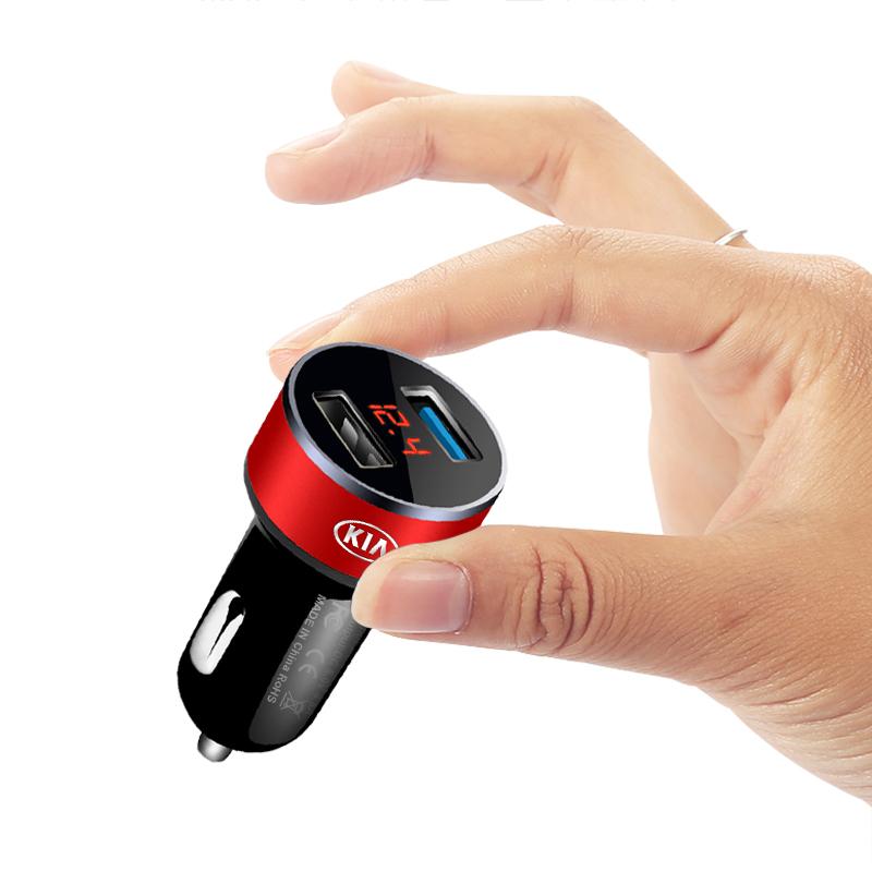 2 USB Ports Fast Charging Digital Display Car Chargers Auto Parts For KIA Sportage Rio 3 Soul Optima Ceed Pro K5 K2 k6 K7 K8 Pride