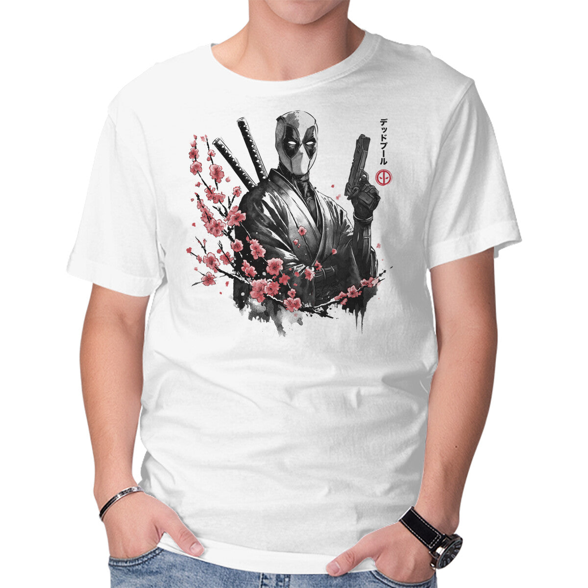 Unisex Crew Neck T-Shirt Merc Portrait Sumi-e Graphic Short Sleeve Casual Tee XS