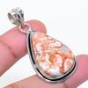 Natural Laguna Lace Agate Gemstone 925 Sterling Silver Pendant 1.77" AP-14988