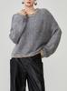 Women's Grey Soft Knit Pullover Sweater - 2026 Autumn Korean Style