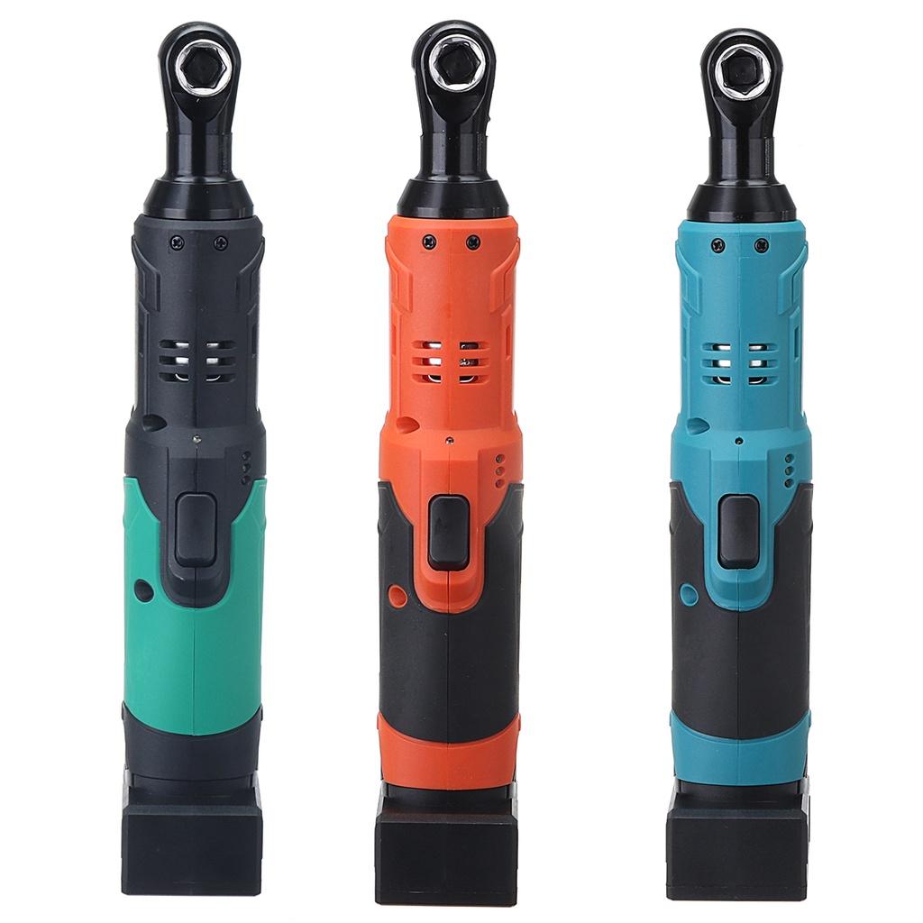 3/8" 42V Rechargeable Scaffolding 100Nm Right Angle Wrench Tool + 2 Battery Charger Cordless Electric Wrench Ratchet