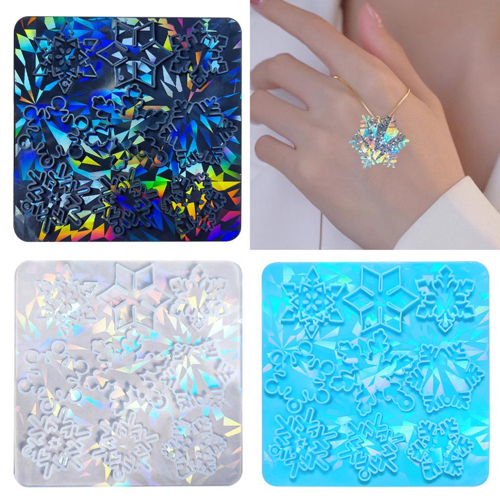 Silicone Mold Holographic Snowflake Pendants Resin Molds Unique Christmas Tree Charm Epoxy Mold DIY Festive Ornaments