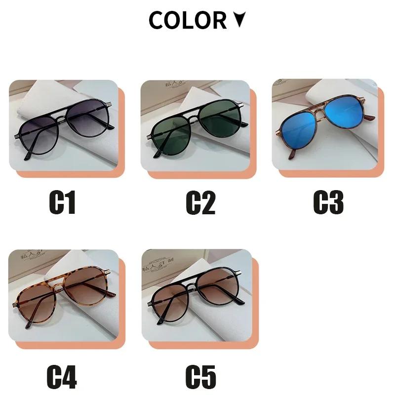 Retro Double Bridges Men Pilot Sunglasses Fashion Rivets Decoration Shades UV400 Women Trending Leopard Sun Glasses