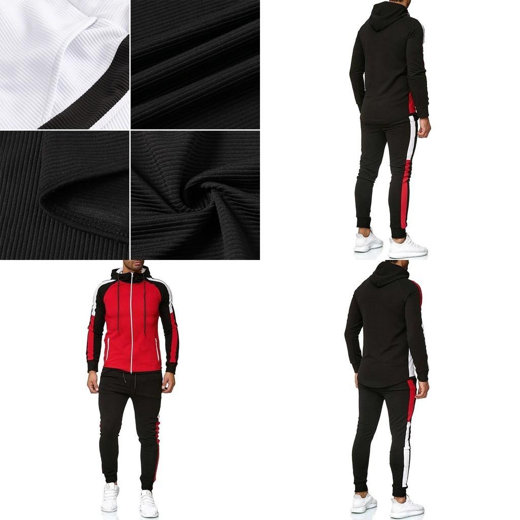Stylish Men's Tracksuit Jogging Hoodie Coat Jacket With Zipper And Adjustable Pants Set For Activewear
