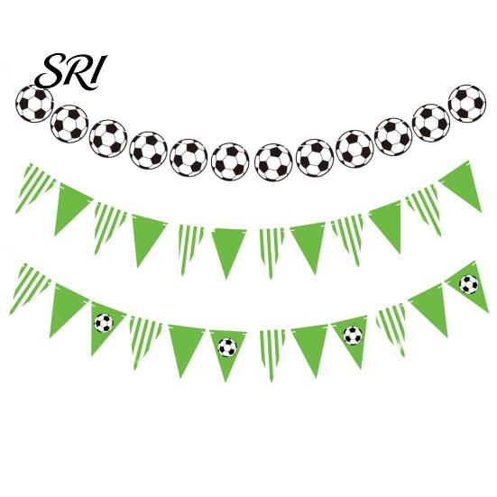 Watch Party Decor Soccer Pennant Banner Triangle Flags Balls Garland Sports Theme Immersive Football Scene Hanging Paper Bunting for Fans Home