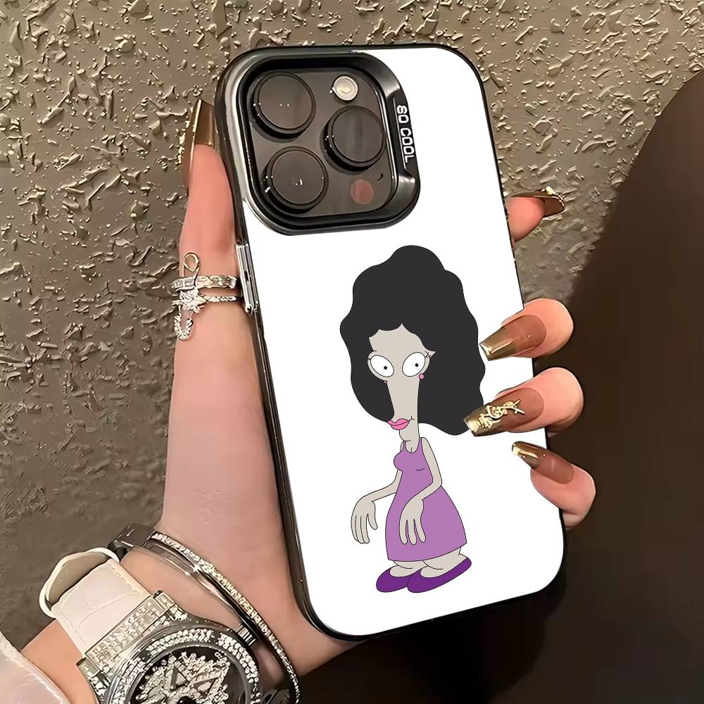 R-Roger P-Pfp A-American Dad Phone Case For iPhone 17,16,15,14,13,12,11 Plus,Pro Max,XS,Colored Silver Phone Case
