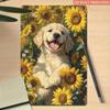 Metal Wall Art Goldendoodle Puppy Sunflower Rustic Decor for Living Room