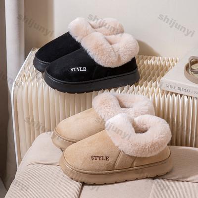 Pantoufles de Mode pour Femmes 2025 Hiver Nouveauté Confortables Antidérapantes Plateforme Absorbant la Sueur Chaud Résistant au Froid Talon Compensé Sac Chaussures en Coton Peluche