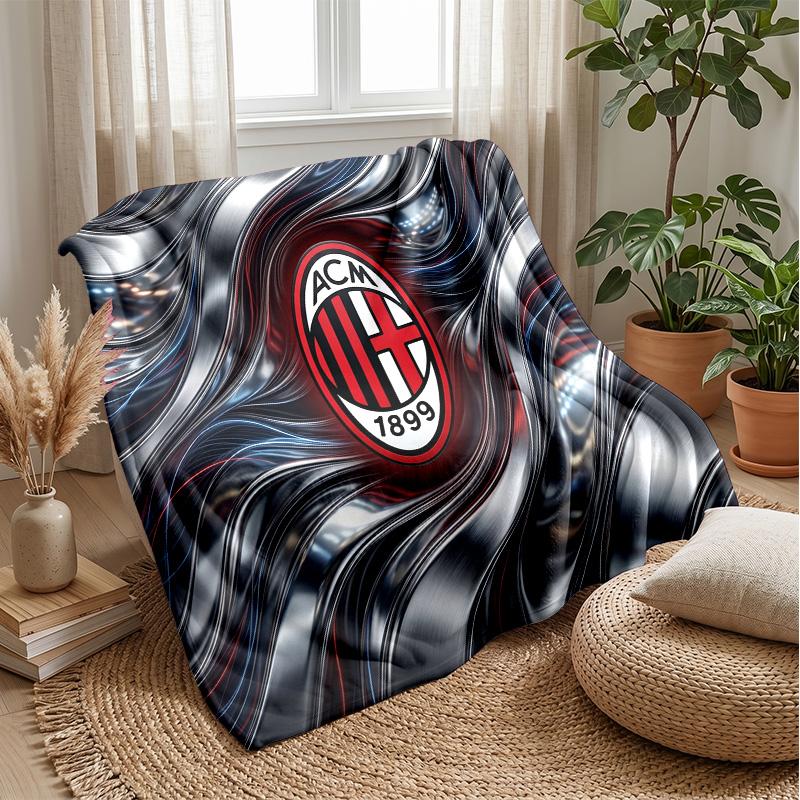 AC Milan Theme Blanket Soft Flannel Blanket Plush Throw Blanket Cozy Sofa Bed Blanket for Home Decor