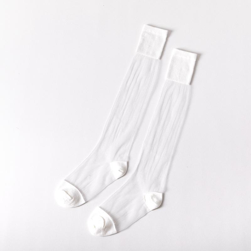 Spring And Summer Thin, Card Stockings Transparent Personalized Glass Silk Knee Crystal Women'S Socks, Women'S Calf Socks