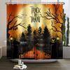 Halloween Shower Curtain Funny Horror Pumpkin Bat Cartoon Cat Happy Halloween Bathroom Curtain for Kids Waterproof Bath Curtain
