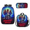 Stranger Things Schoolbag, Pencil Bag, Meal Bag To Map Z Three-Piece Large-Capacity Backpack Colorful