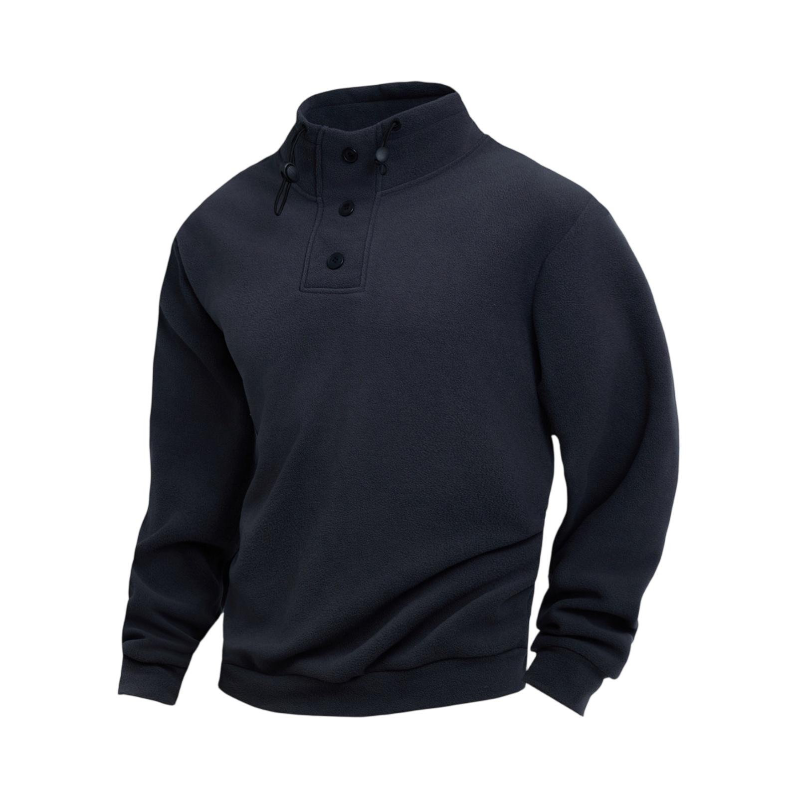 

Мужская флисовая куртка в британском стиле | Воротник-стойка, Однотонная, Флис на молнии спереди, Двусторонняя теплота | Модная и Универсальная для Повседневной, Повседневной и Уличной носки S