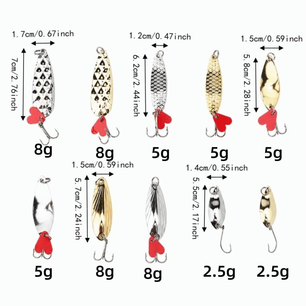 Hard Spinner Fishing Lures Set Bright Colors Fishing Lure Kit Durable Spoon Lures Kit For Trout