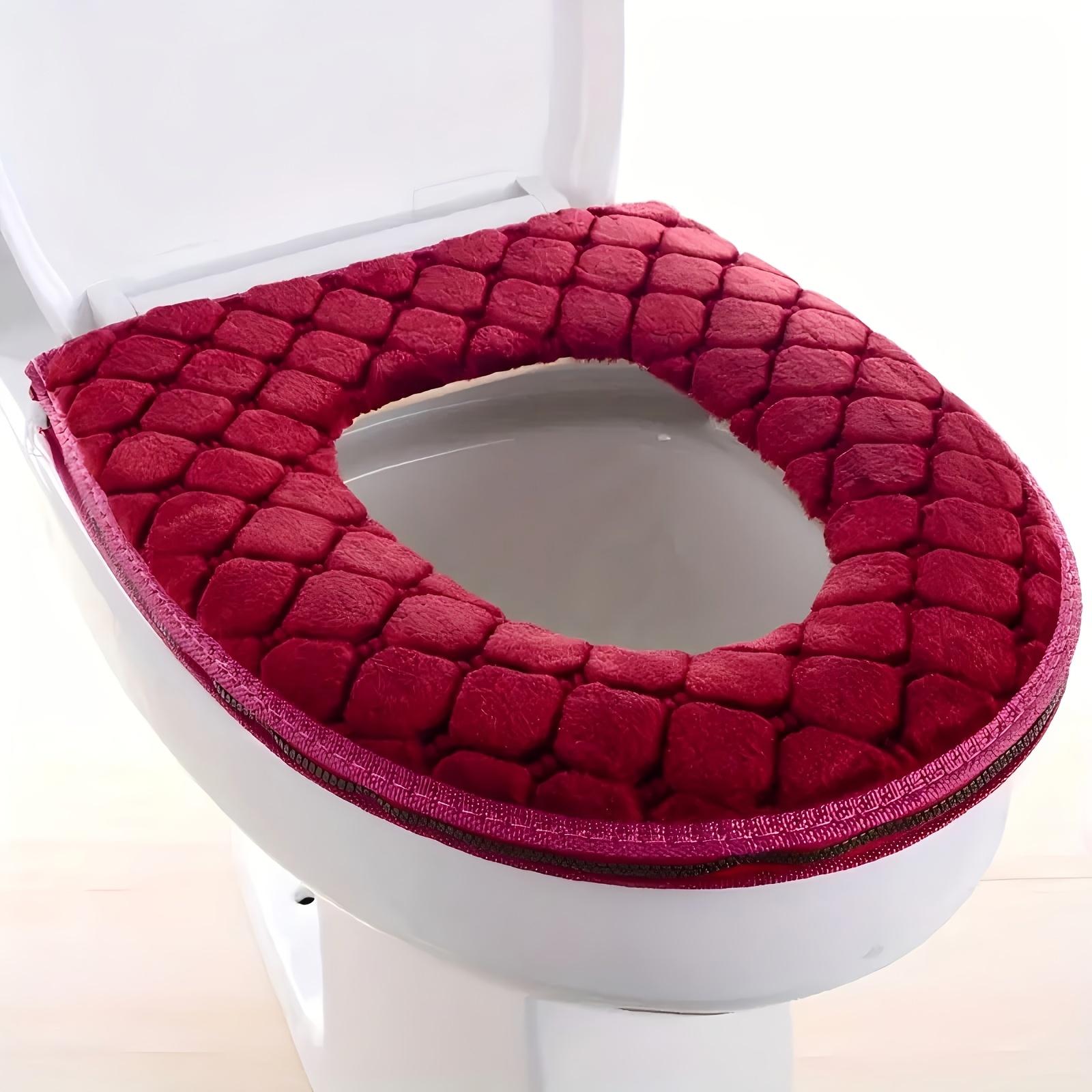 

Thickened Plush Toilet Seat Cushion - 1 Autumn/Winter Washable Toilet Seat Gasket червоний