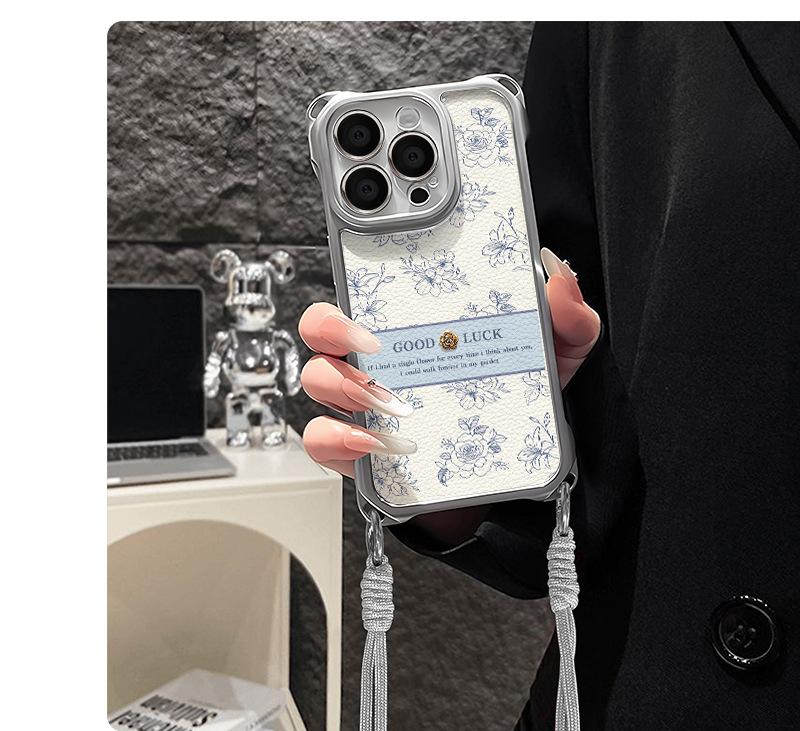Lucky pattern is suitable for Apple 17 mobile phone case 16pro Apple couple model with lanyard. Apple 17promax
