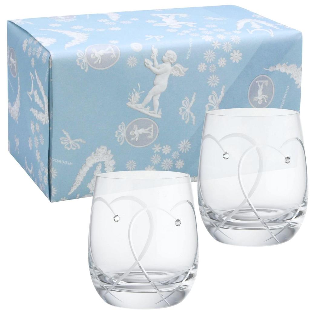 Wedgwood Official Wedding Gift Promise Two Hearts Pair of Wedding Gift for the Bride and Officially Imported Wrapping Tumblers, 290ml, Tableware,