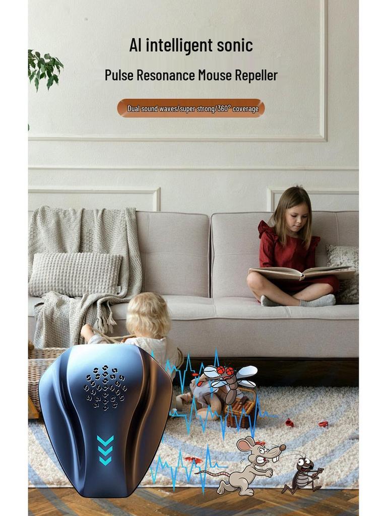 Ultrasonic 360° Dual Wave Mouse Repeller - Smart Electronic Cat Deterrent