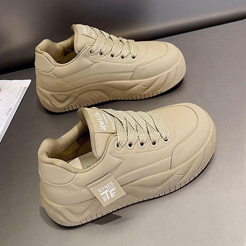 Youth trend soft sole comfortable board shoes spring new sports shoes student thick sole heightening leather surface casual shoes