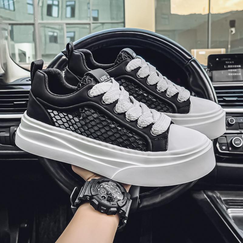 

Little white shoes men s new summer mesh yarn breathable thick sole heightening versatile sports and leisure shoes single shoes 44
