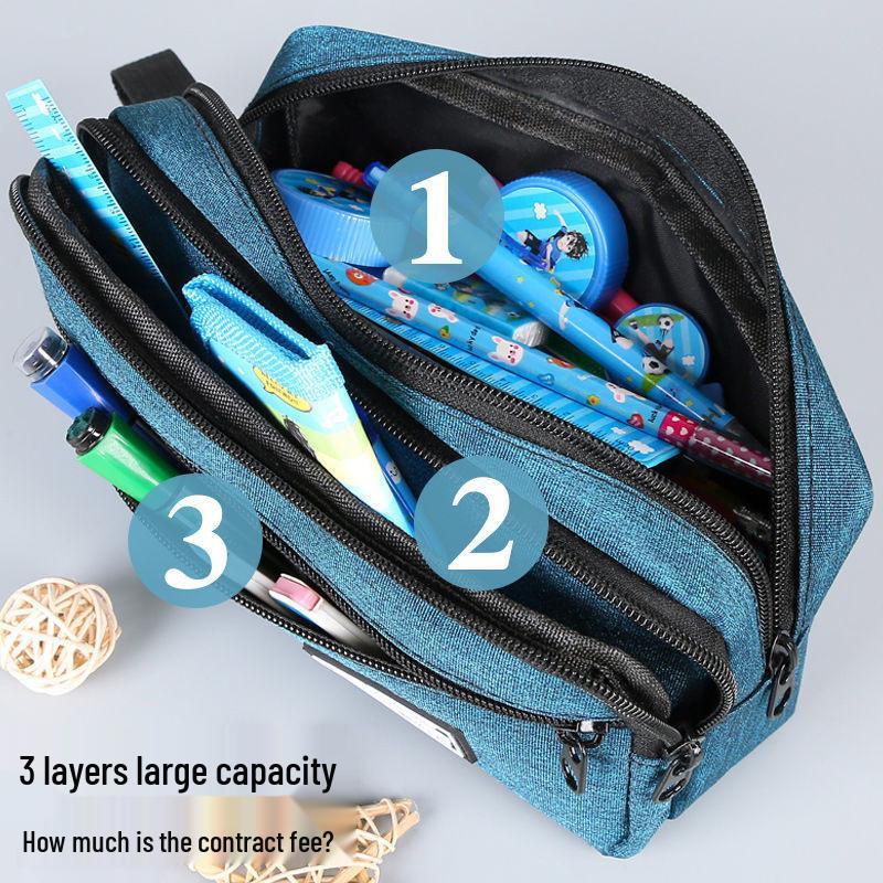 Multi-Layer Waterproof Pencil Case for Students - Large Capacity Stationery Bag