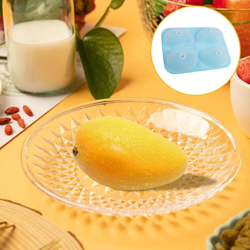 Silicone Mold Dessert Cake 4-hole 3D Mango Shaped Ice Tray Mold Gummy Fruit Shaped Candy Baking Chocolate DIY Baking Pastry Tool