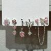 Goth Trendy Red Crystal Star Earring Set for Women Men Vintage Aesthetic Heart Star Pendant Earring Y2K Jewelry Accessories